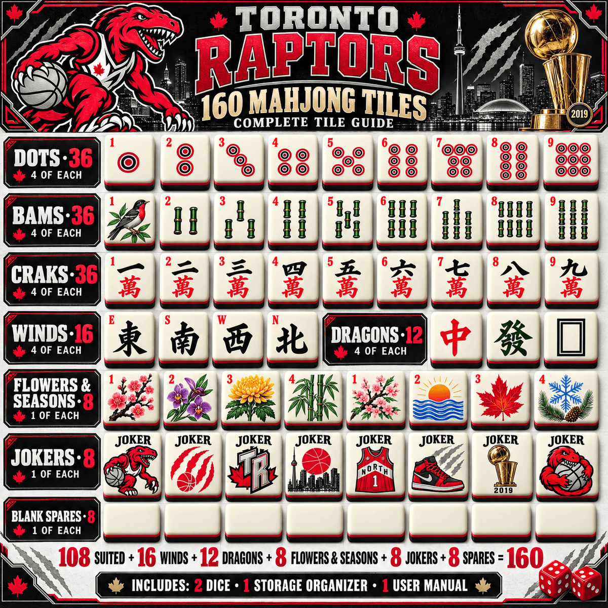 Premium TRT Mahjong Tiles Set PVNA