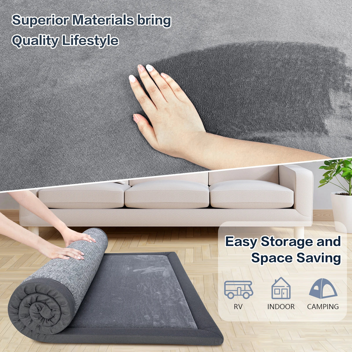 Carpet For Floor 2cm Thick Memory Foam Playpen Mat With Non-slip Bottom For Living Room Soft Velvet Minimalist Carpet Kids Rugs